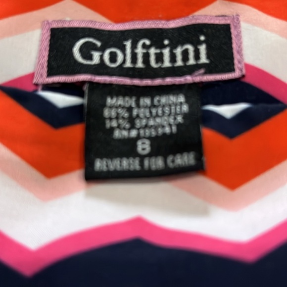 Golftini Screwball Performance Stretch Chevron Patterned Pink Golf Skort Size 8 - Picture 3 of 4